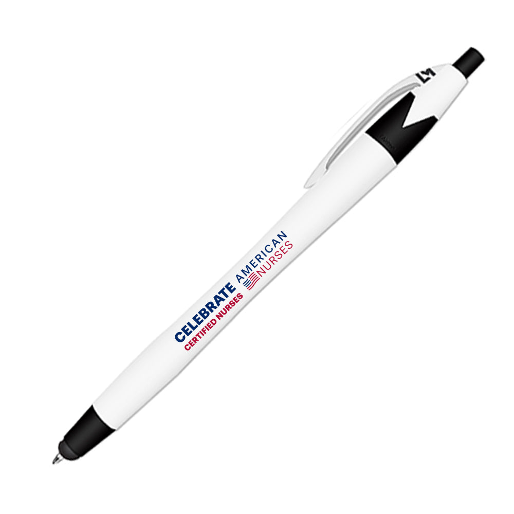 Rubberized Ball Point Pen and Stylus - white